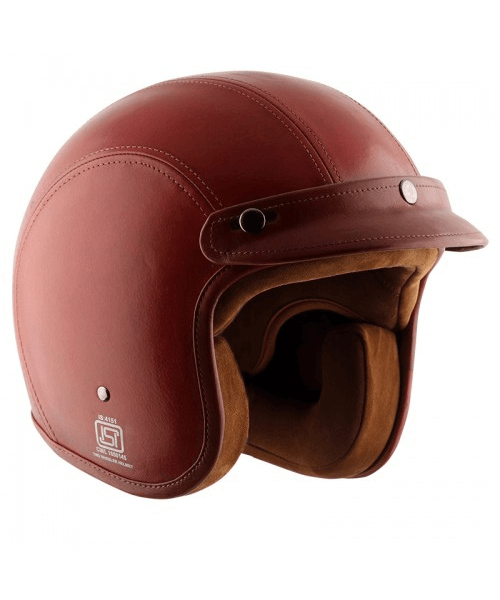 Axor Retro Jet Leather Wild Helmet - Red