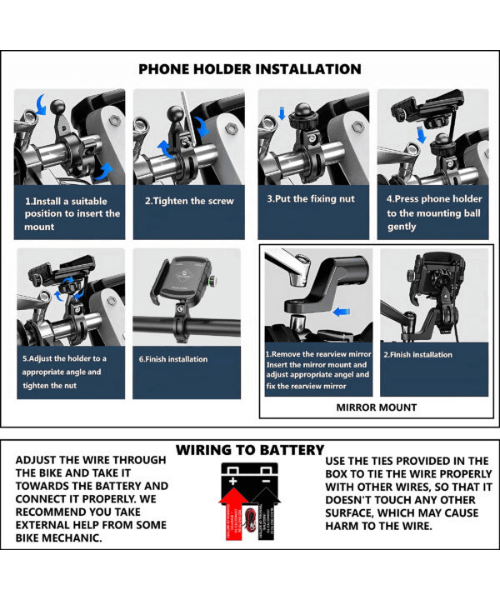 Yellowfin Jaw-grip Fast QC 3.0 Mobile Holder with charger for Bikes &amp; Scooters - M8 Blue