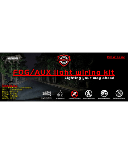 Kroozer Fog Light Aux Light Wiring Harness 150 watts