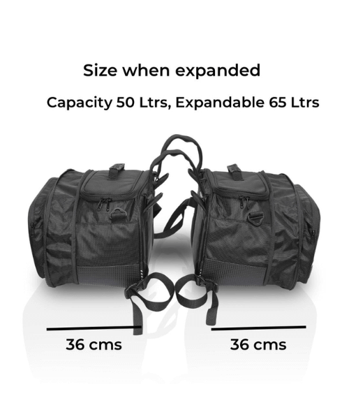 Guardian Gears Stallion Saddlebag with Rain Covers 50L expandable to 65L