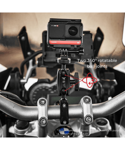 Yellowfin Action Camera Aluminium Alloy Metal Pro Long Mount for GoPro 360 Rotatable Black - Handlebar Pro Mount-1