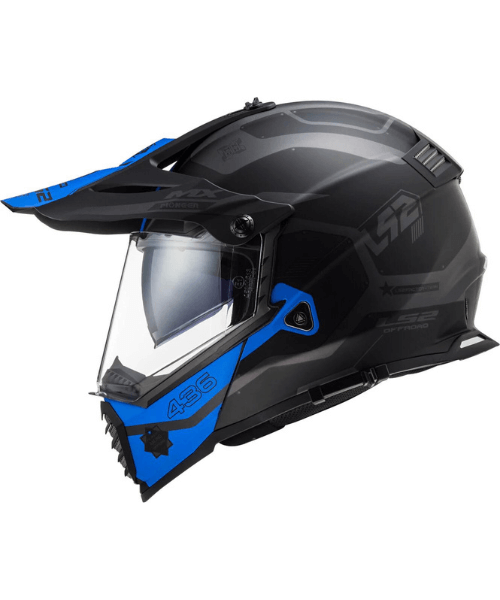 LS2 MX436 Pioneer Evo - Cobra Matt Black Grey Blue Helmet