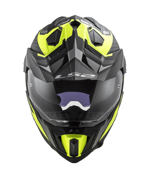 LS2 MX701 C Explorer Focus Carbon Helmet - Matt Titanium Hi-Viz Yellow