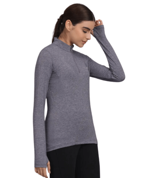 Reccy Women's Nomadic Full Sleeves T Shirt - Purple Gray