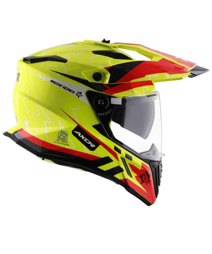 Axor X-Cross Flash Dual Visor Helmet - Neon Yellow Red