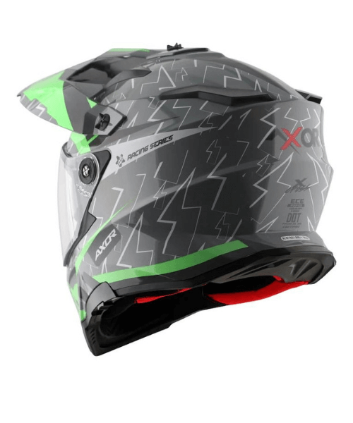 Axor X-Cross Flash Dual Visor Helmet - Cool Grey Green