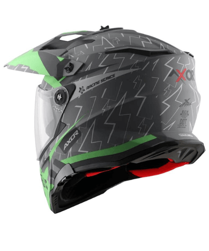 Axor X-Cross Flash Dual Visor Helmet - Dull Cool Grey Green