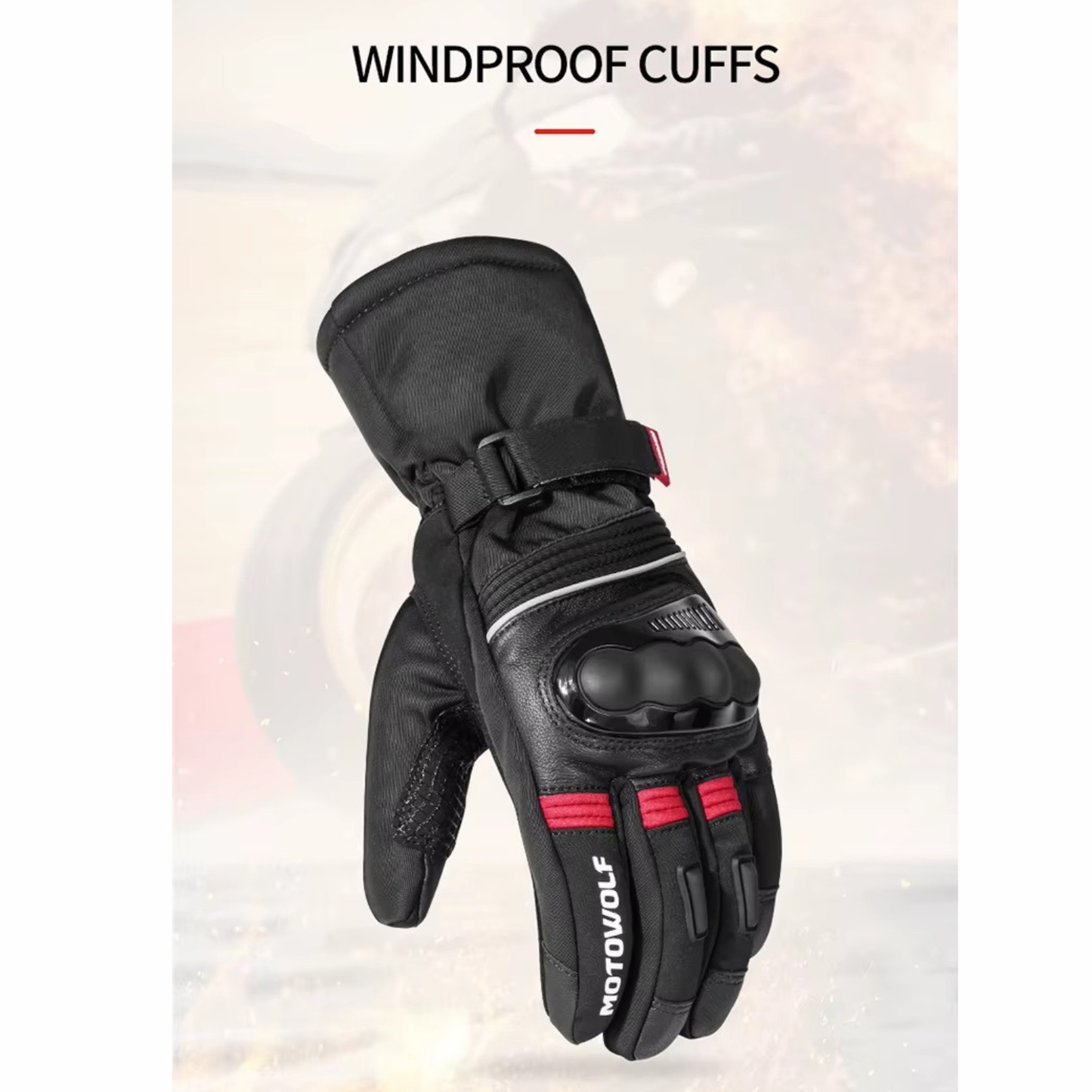 Motowolf Winter Motorcycle Gloves - MDL0318 - Black Red