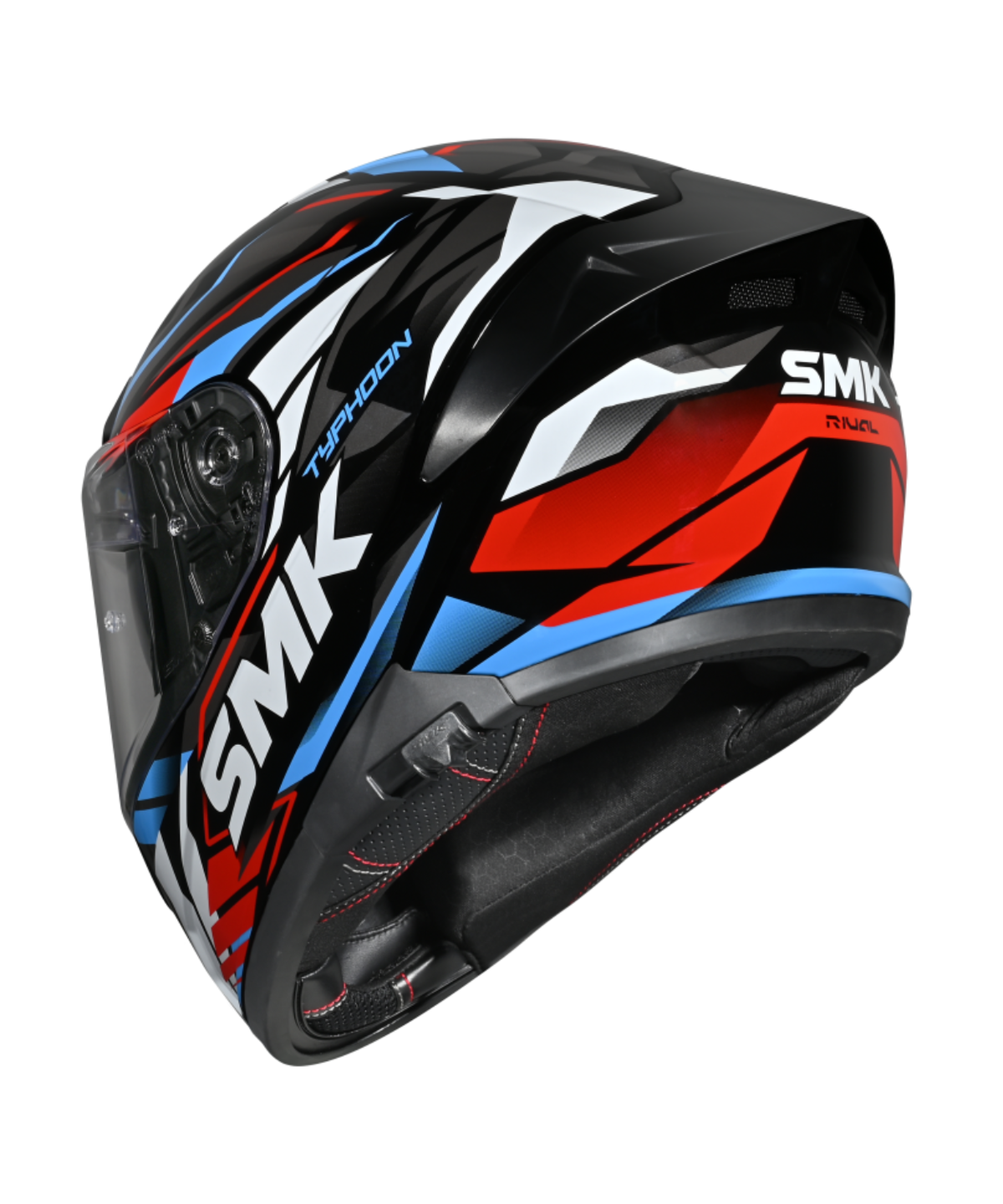 SMK Typhoon Rival GRPS GL213 Full Face Helmet - Gloss Black White Red - SMK
