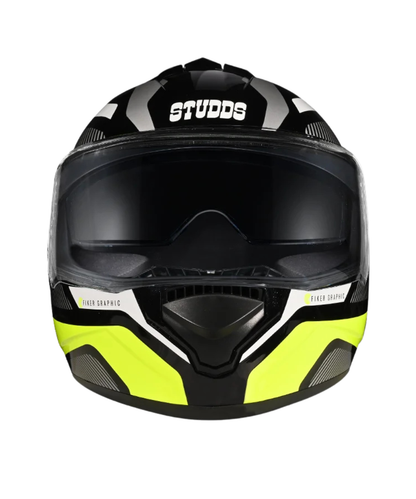 Studds Drifter D5 Fiker Decor Graphics Helmet - Gloss Black Yellow N5