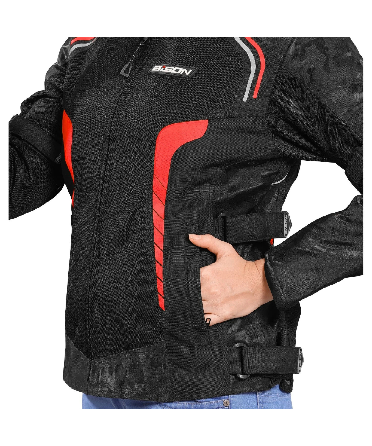 Bison ProGear Phoenix Women Riding Jacket - Hi-Viz Red