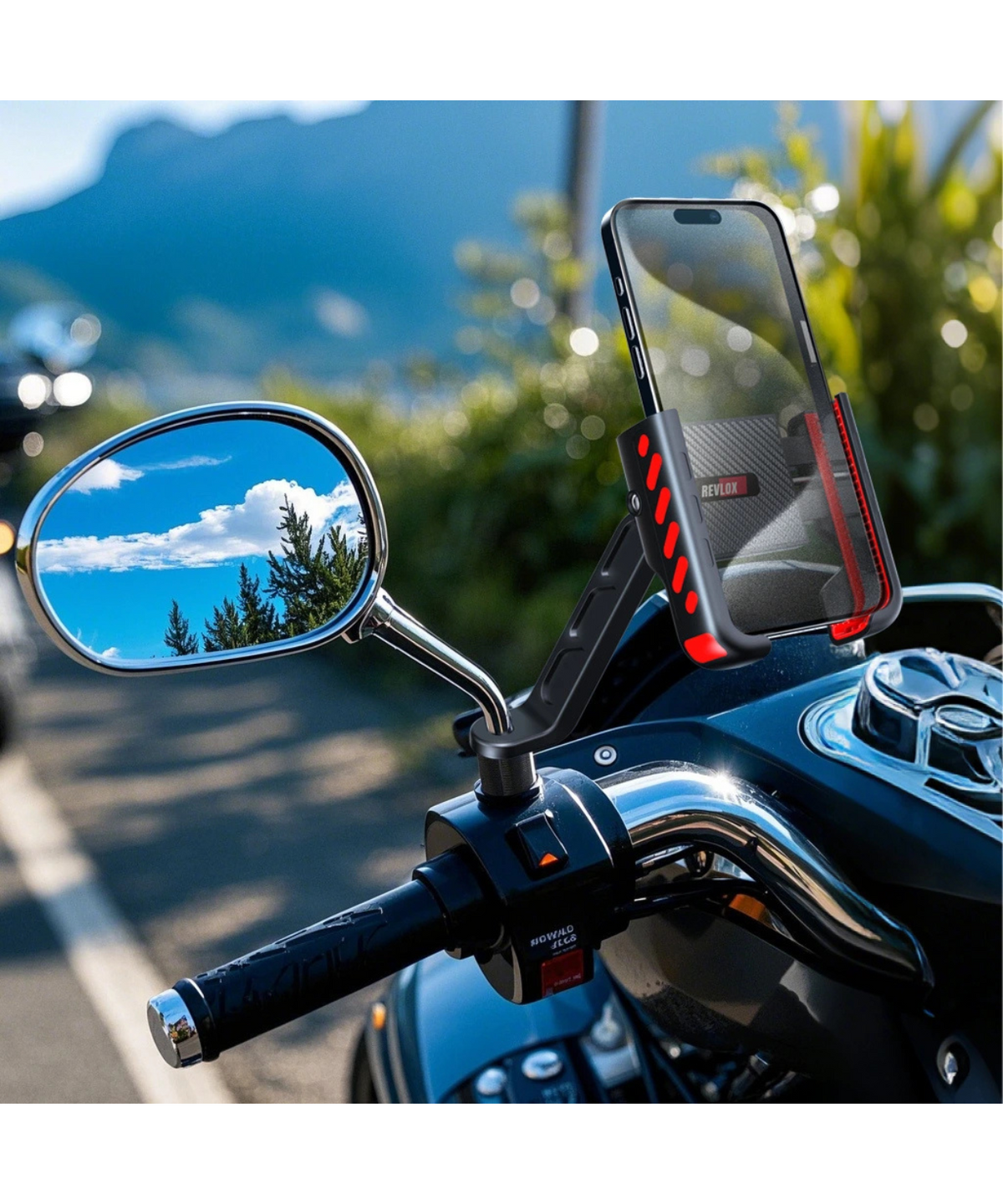 Revlox Clutch RM Handlebar Phone Mount - Black Red - Revlox