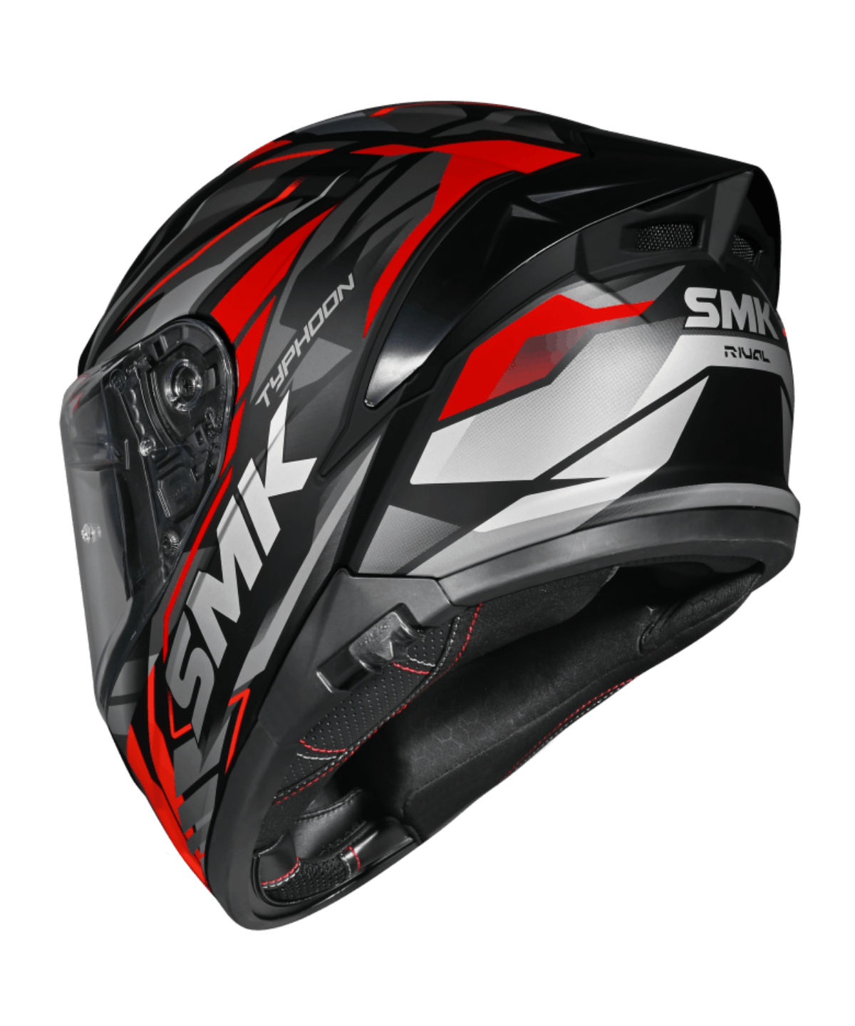 SMK Typhoon Rival GRPS GL263 Full Face Helmet - Gloss Black Grey Red - SMK
