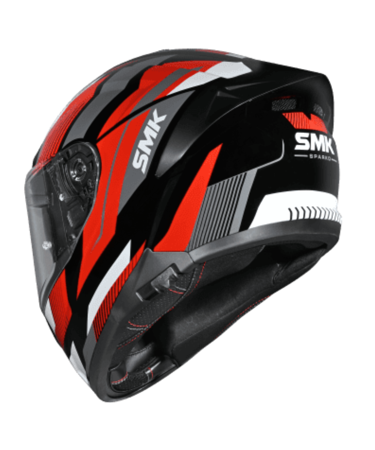 SMK Typhoon Sparko GRPS GL236 Full Face Helmet - Gloss Black Red Grey - SMK