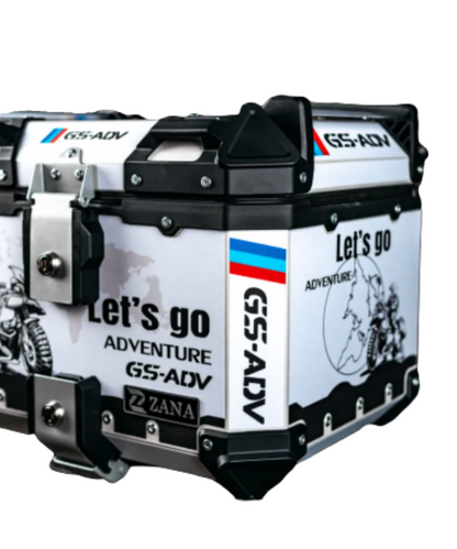 Zana Aluminium Top Box 45L with Back Rest Cushion for BMW 310 GS / BMW / BMW F900 GS/GSA  - Silver - ZI-TB-016