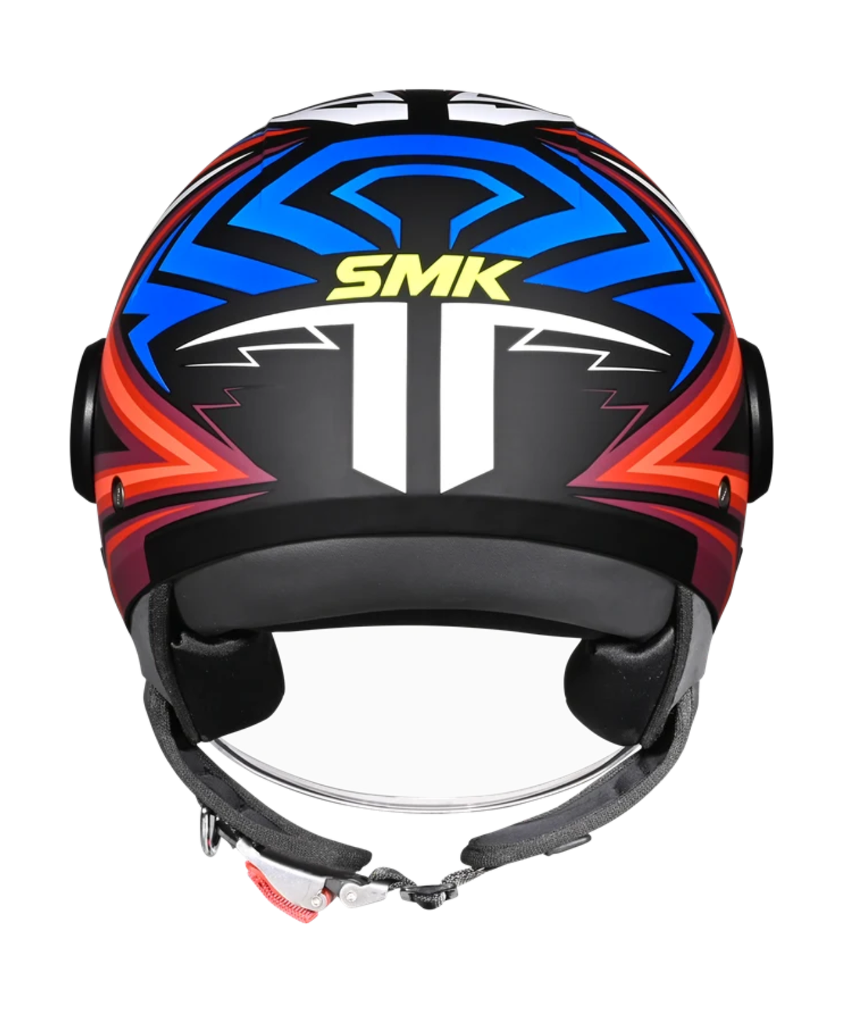 SMK Laminar Starz MA235 Half Face Helmet - Matt Black Red Blue - SMK