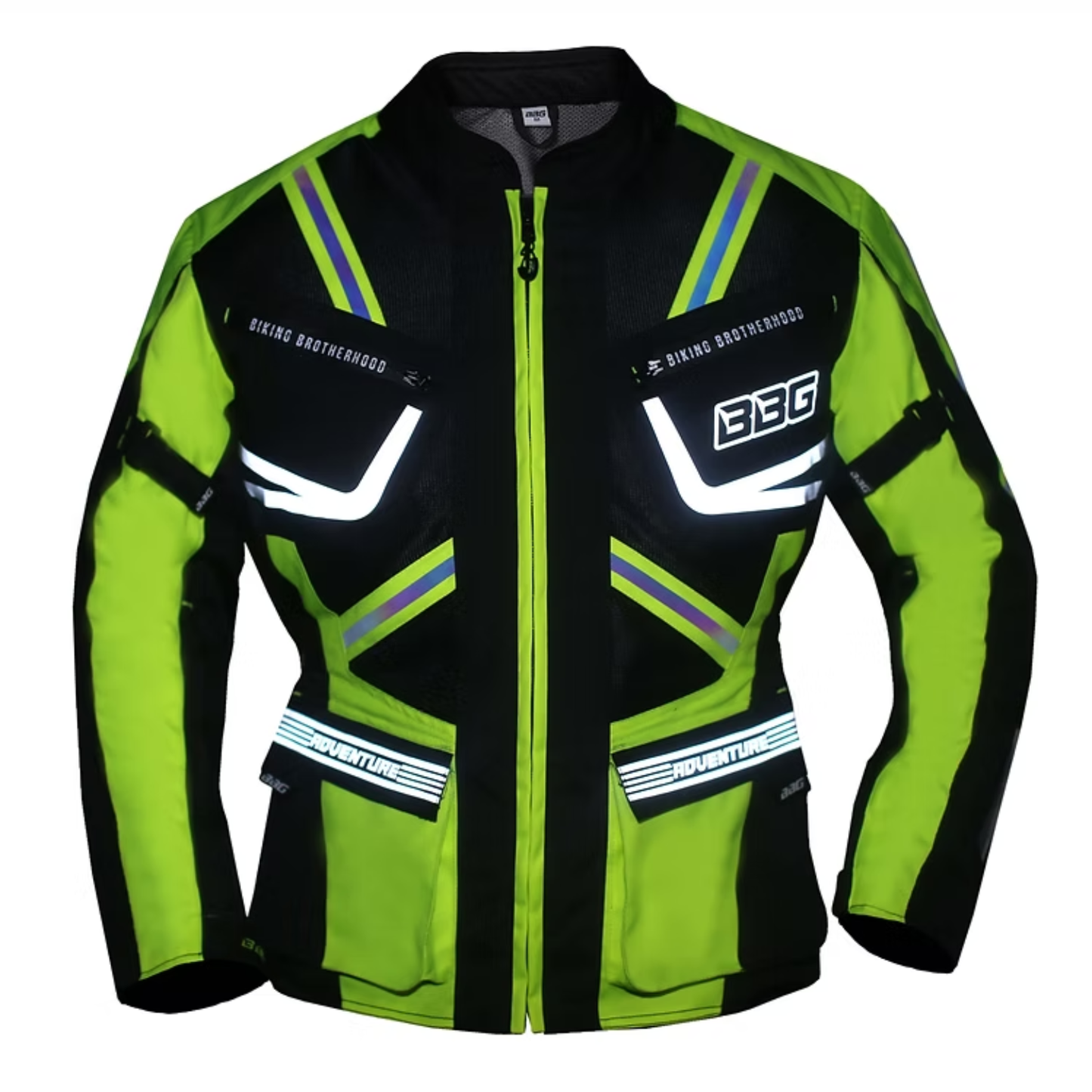 BBG Indiana Adventure Riding Jacket with Chest Guard and Thermal Liner - Neon