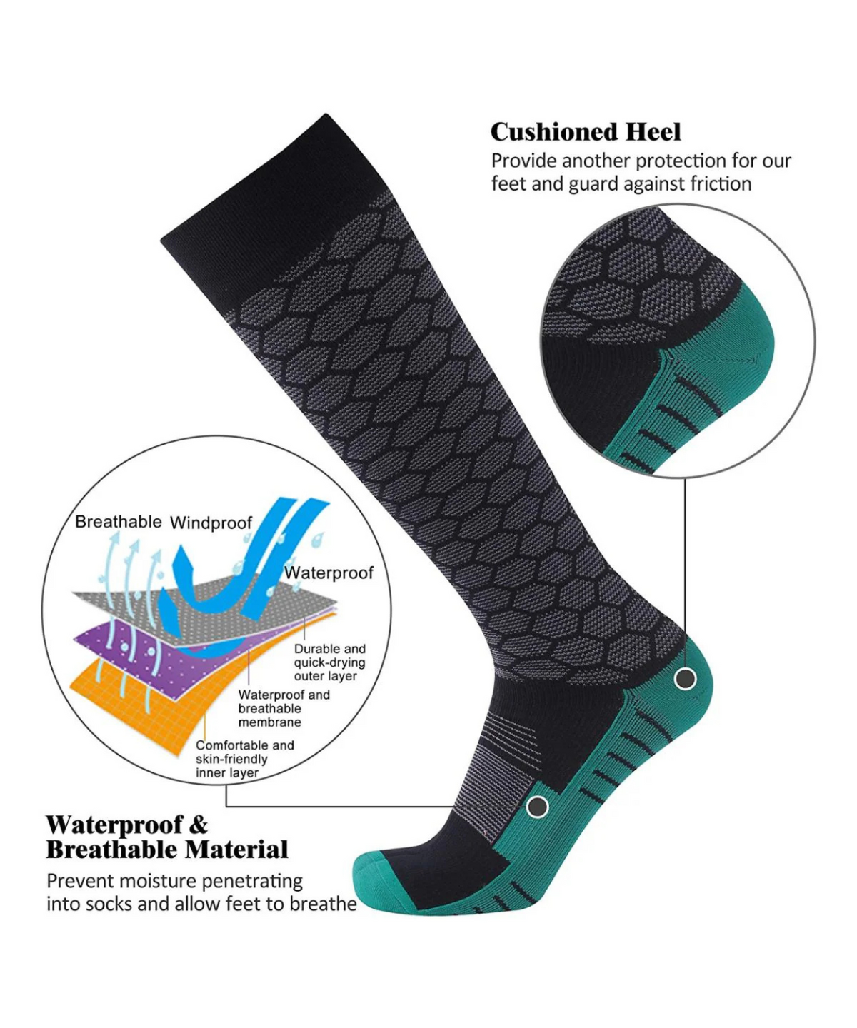 Randy Sun Waterproof Breathable Knee High Socks - X142 - Unisex - Randy Sun