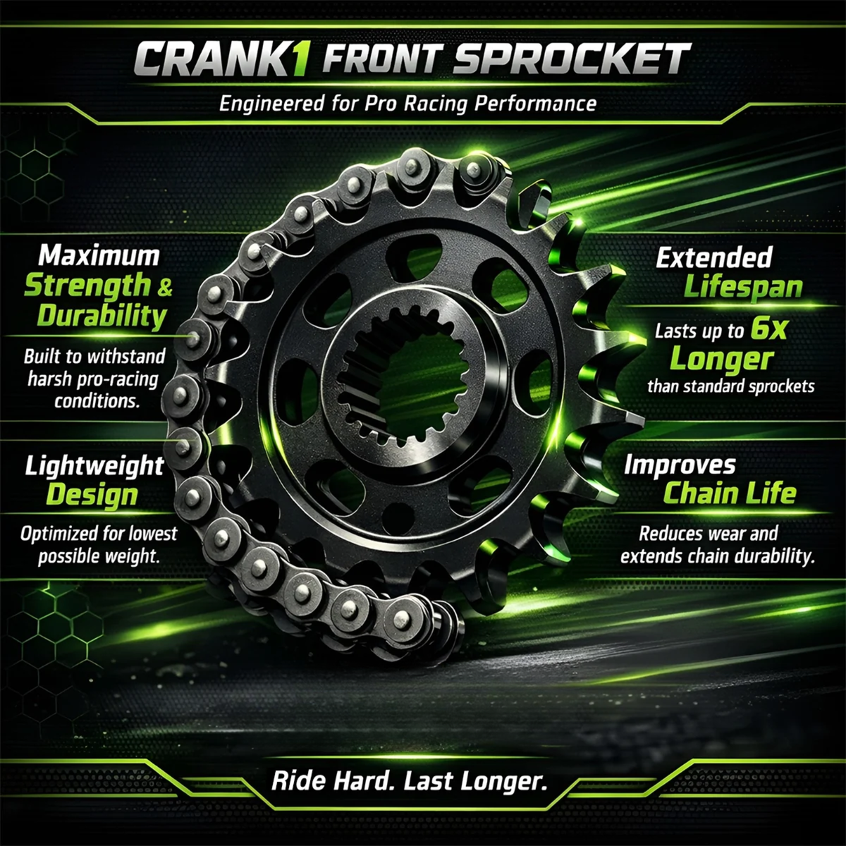 Crank1 BMW G 310 GS (2017 Onwards) Performance Motorcycle Sprocket - Black - CPF406.16T