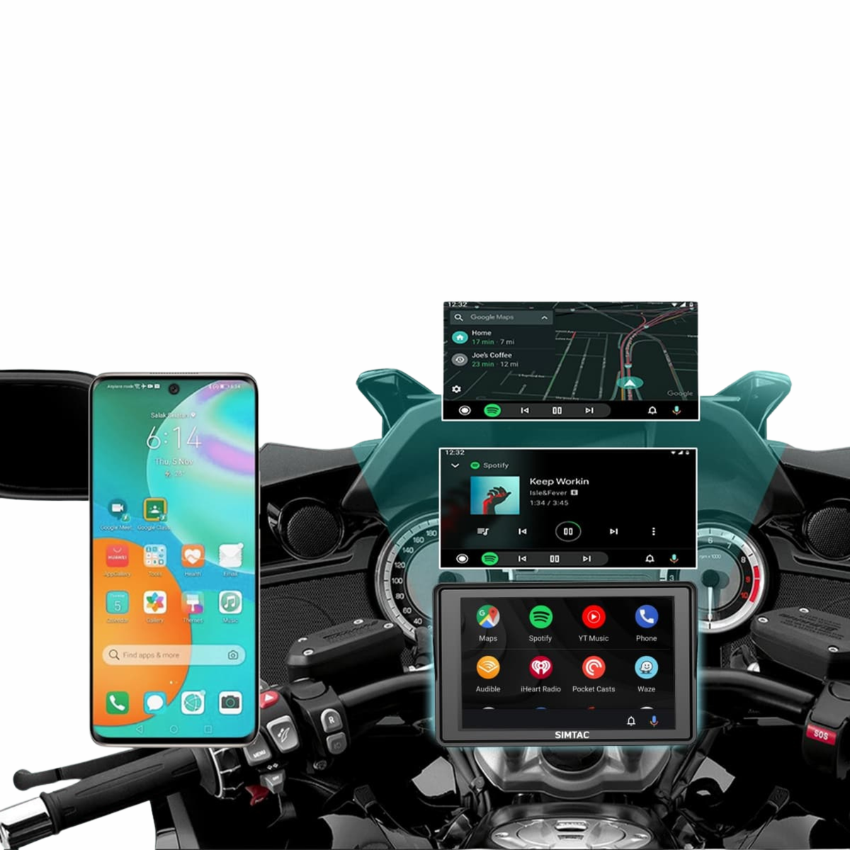 Simtac M4D Motorcycle GPS CarPlay And Android Auto System - Simtac