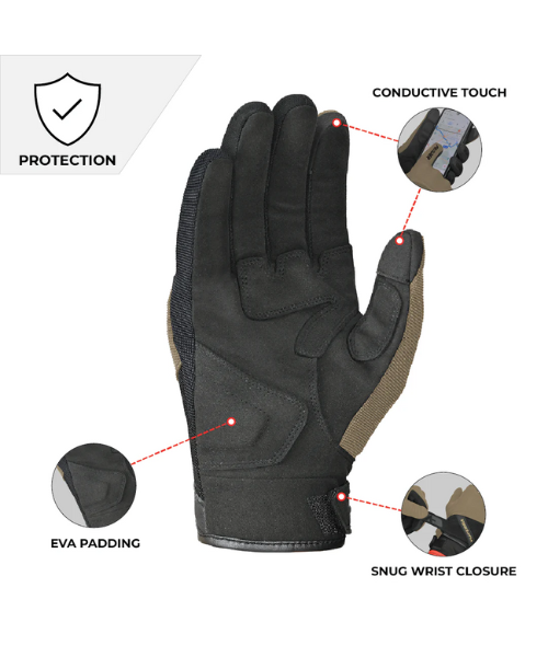 Viaterra Fender Daily Use Motorcycle Gloves - Khaki - Viaterra