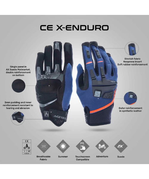 Acerbis X-Enduro Riding Gloves - Blue Orange