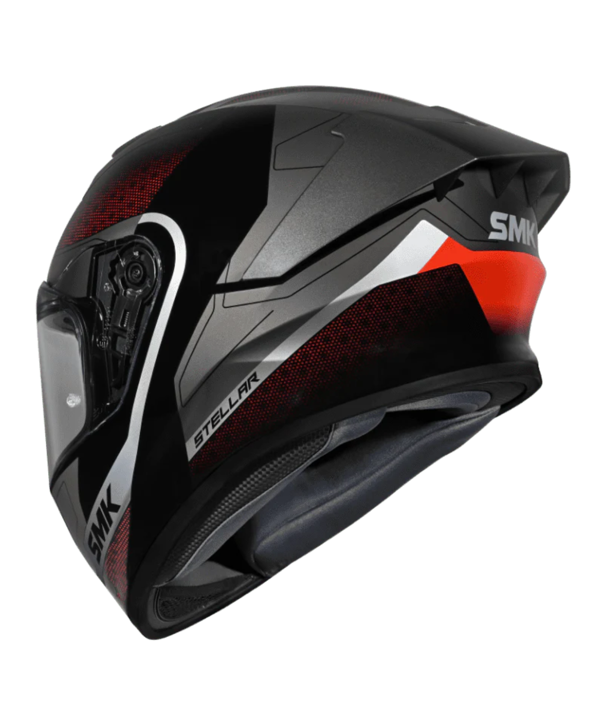 SMK Stellar Sports Flight GRPS MA236 Full Face Helmet - Matt Black Red Grey - SMK