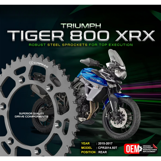 Crank1 Triumph Tiger 800 XRX (2015-2017) Performance Motorcycle Sprocket - Black - CPR2014.50T