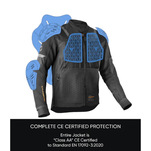 Rynox Outlander Pro CE Certified Class AA Motorcycle Riding Jacket - Black