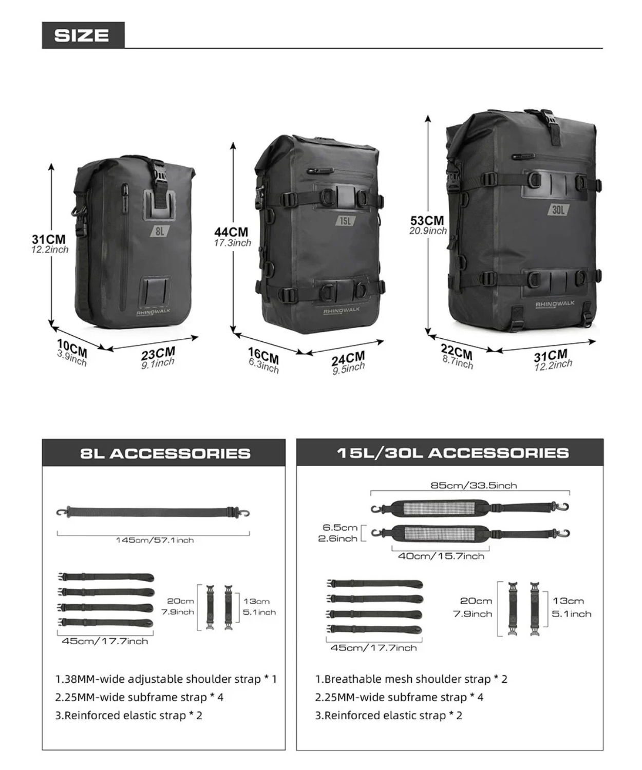 Rhinowalk Waterproof Tail Bag 30L - Black - MT2230