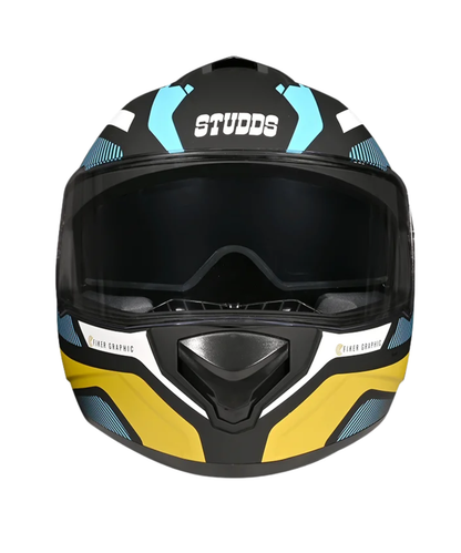 Studds Drifter D5 Fiker Decor Graphics Helmet - Matt Black Golden N12