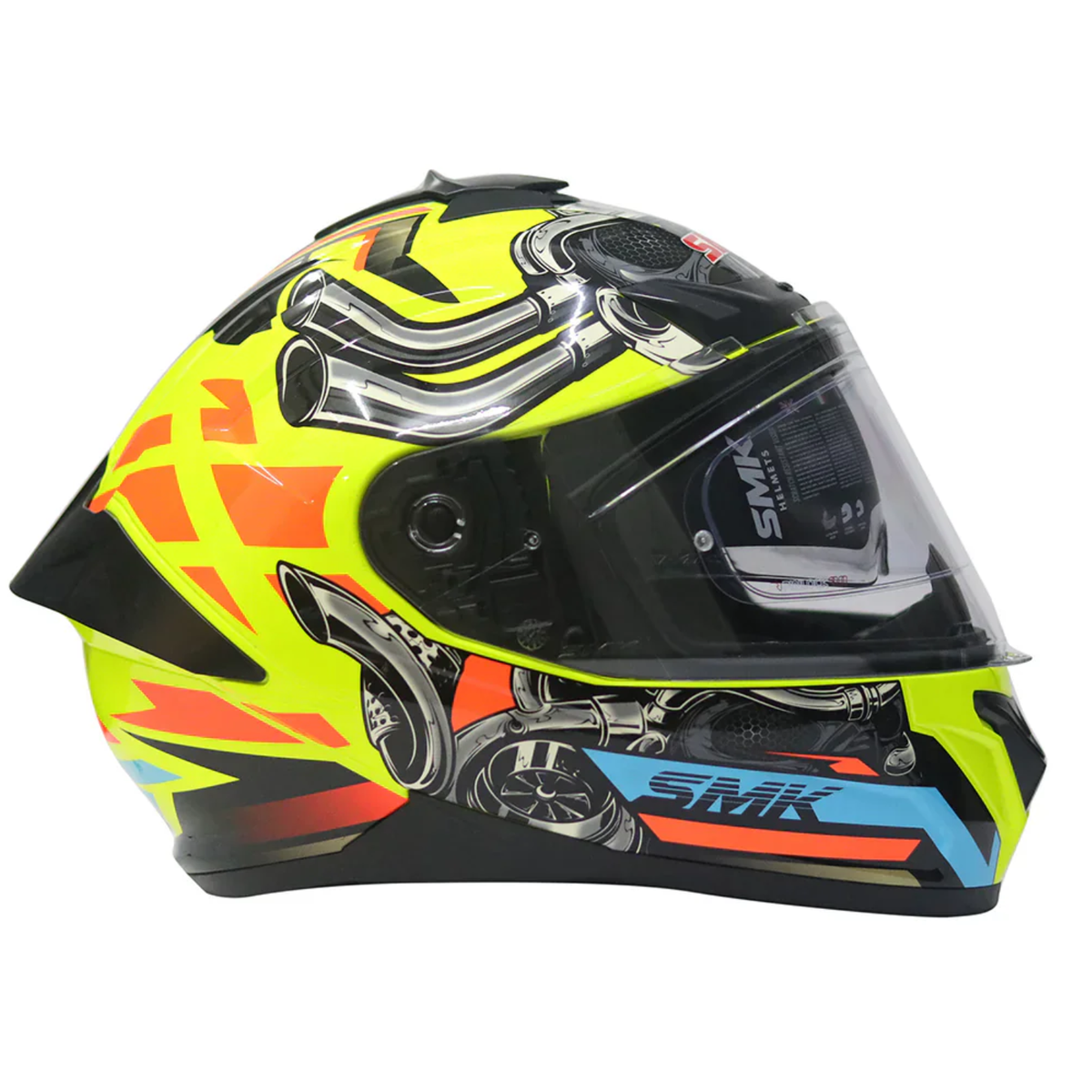 SMK Typhoon Motorhead MA476 Yellow White Helmet - SMK