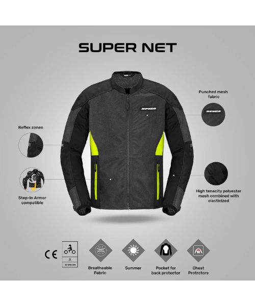 Spidi Super Net Riding Jacket - Black Yellow