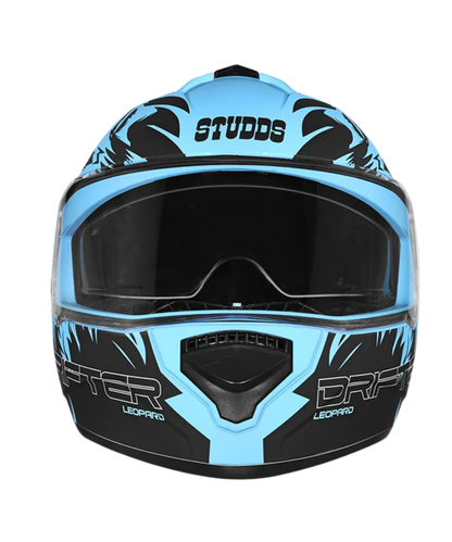 Studds Drifter D2 Leopard Decor Graphics Helmet - Matt Blue Black N9
