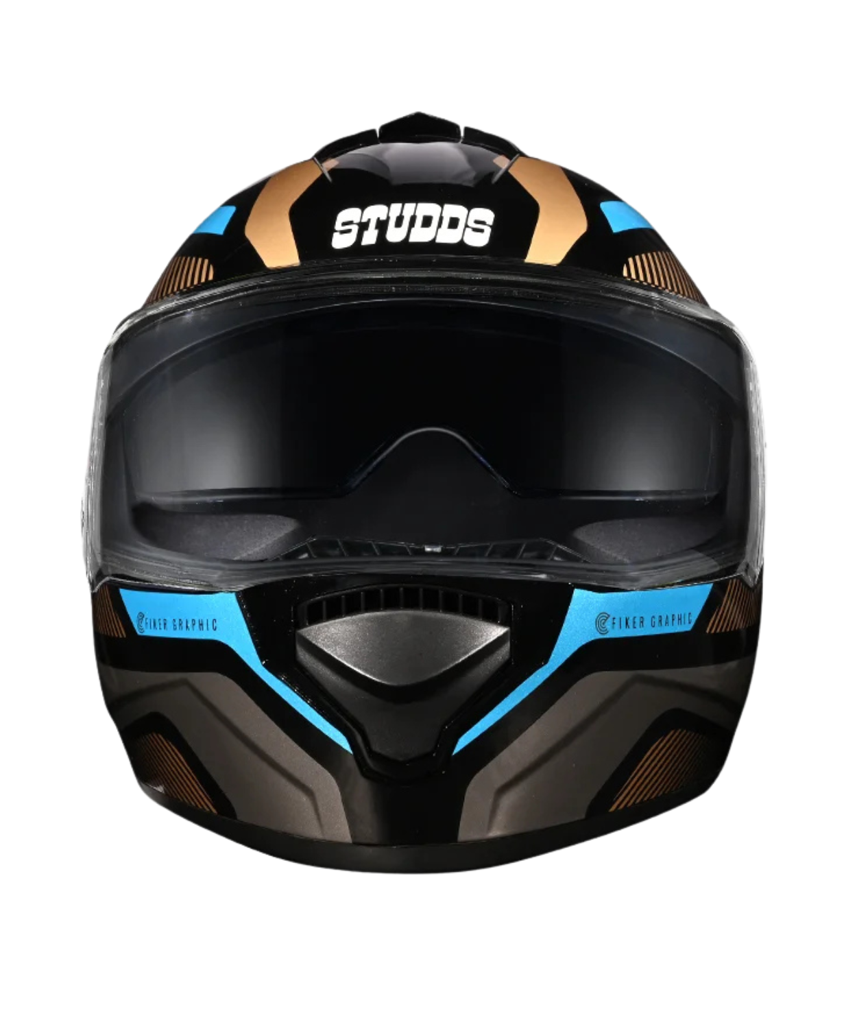 Studds Drifter D5 Fiker Decor Graphics Helmet - Gloss Black Grey N4