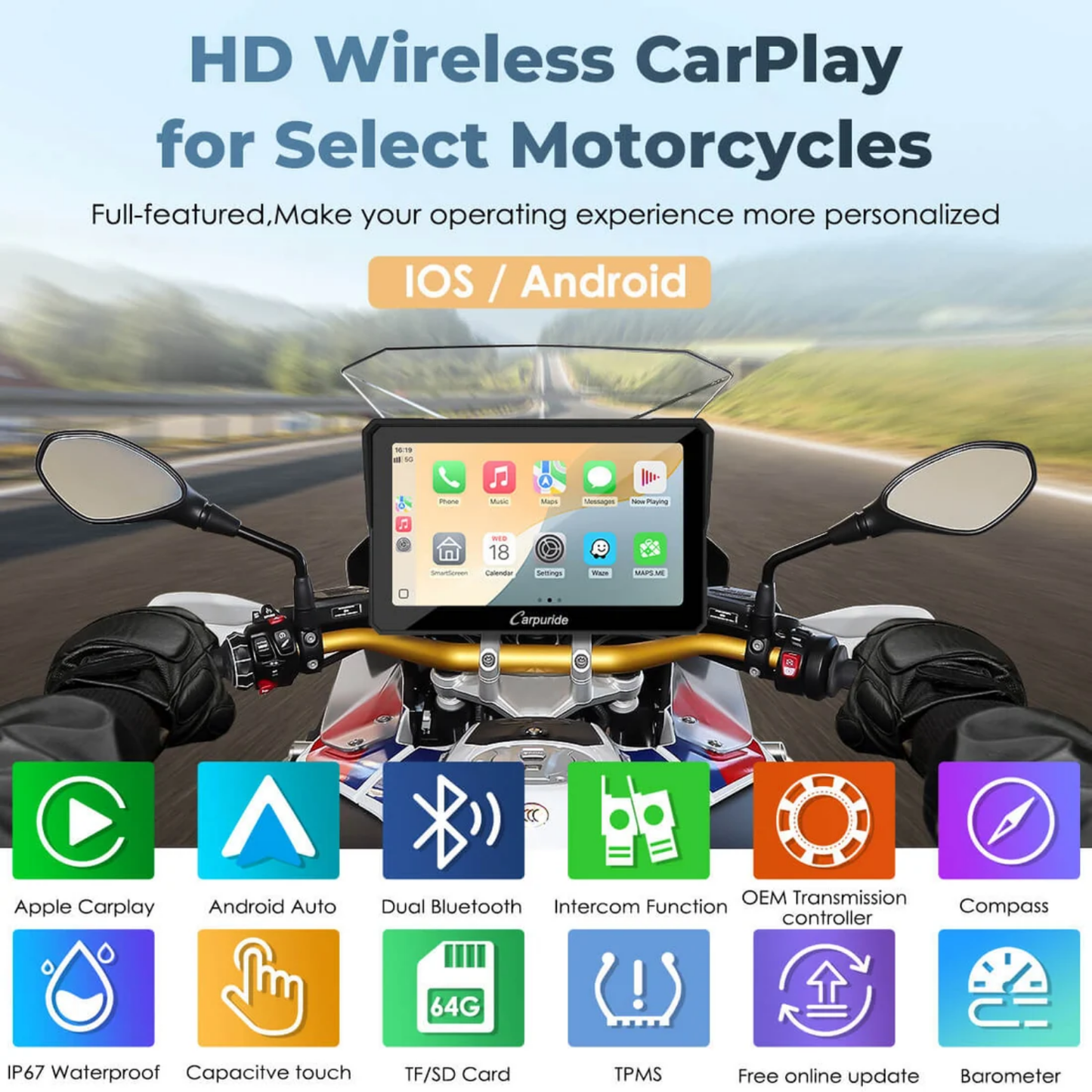 Carpuride W702BS BMW Motorcycle CarPlay with OEM Controller Integration
