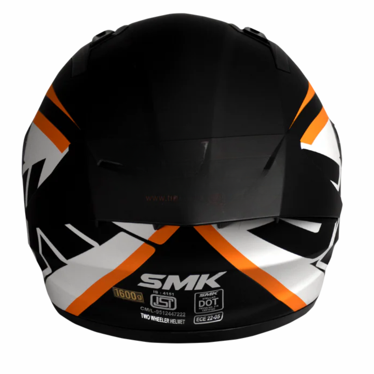 SMK Stellar Stage GL217 Gloss Black White Orange Helmet - SMK