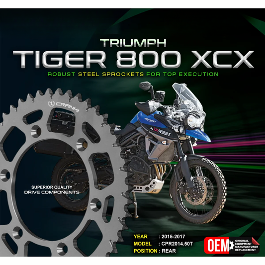 Crank1 Triumph Tiger 800 XCX (2015-2017) Performance Motorcycle Sprocket - Black - CPR2014.50T