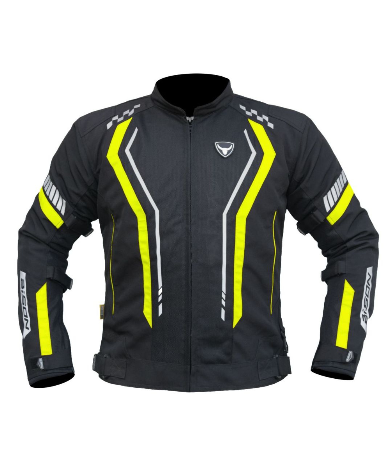 Bison ProGear Air Pro Riding Jacket - Black Hi-Viz Green
