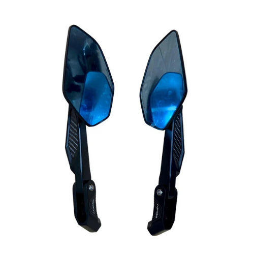 Moto Arch Universal Carbon Fiber CNC Aluminium Alloy Adjustable Rear View Mirror - White Glass