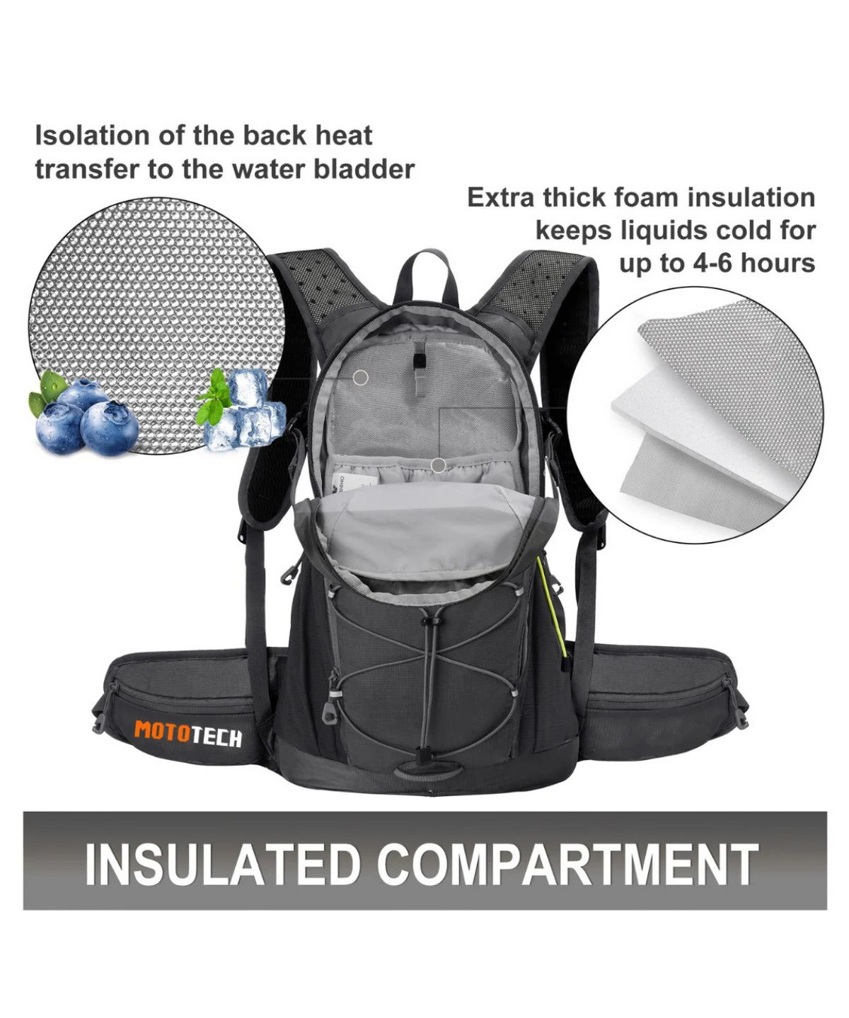 Mototech Stealth Pro Hydration Backpack - 15L - Charcoal Grey - Mototech