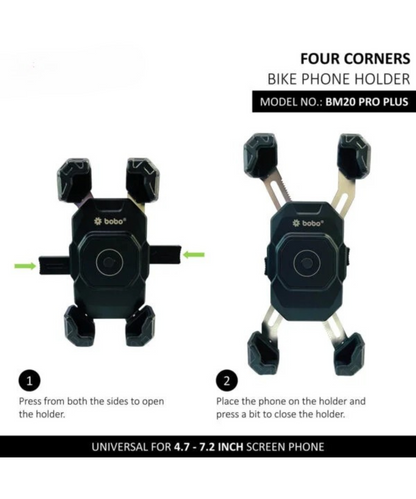 BOBO BM20 Pro Plus Bike Phone Holder Four Corners Secure Grip with Vibration Damper