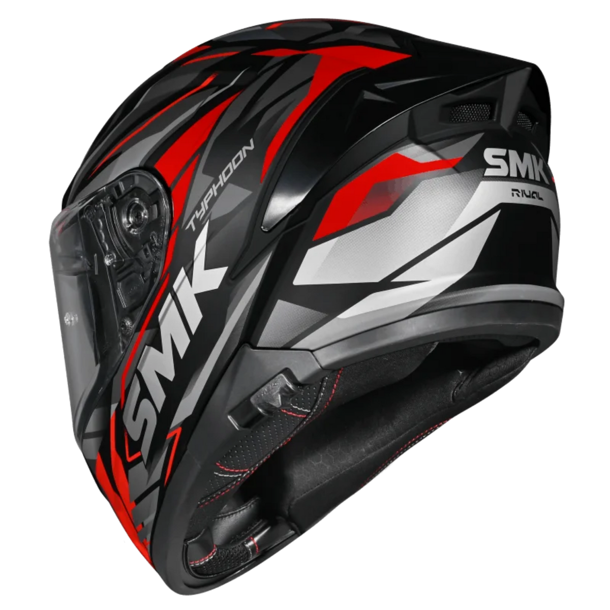 SMK Typhoon Rival GRPS MA263 Full Face Helmet - Matt Black Grey Red - SMK