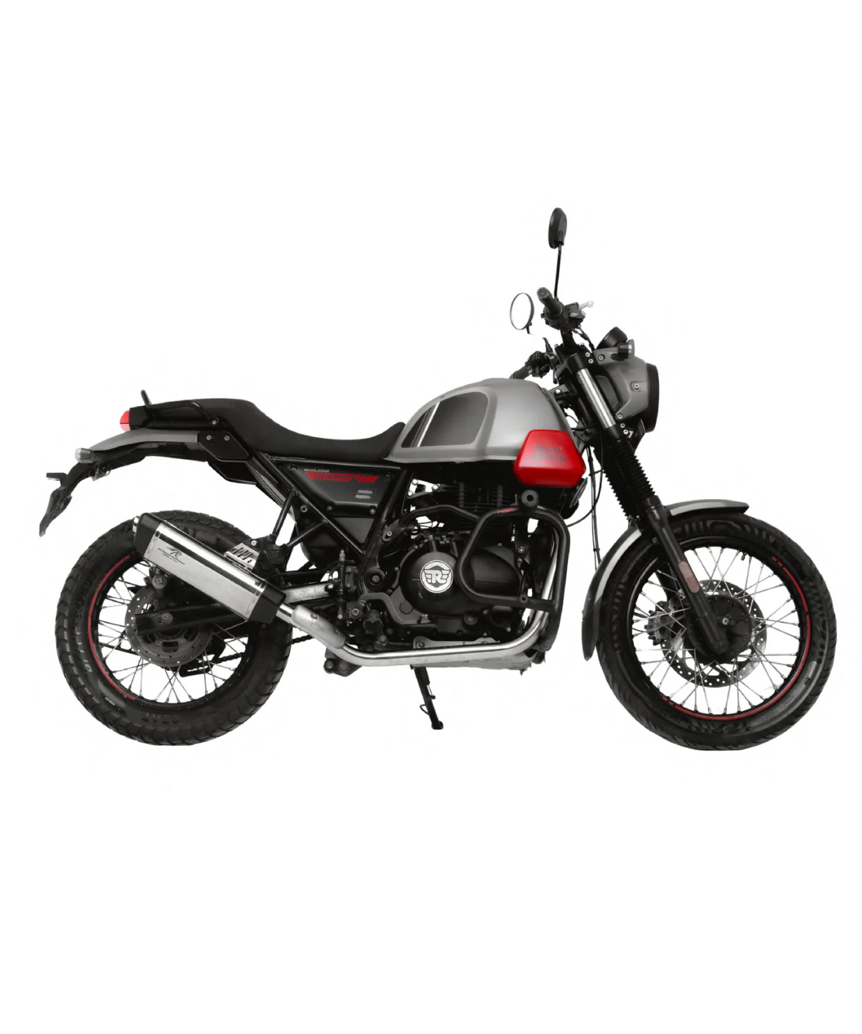Red Rooster Performance Vertex Exhaust for Himalayan 411/ Scram 411 / Scram 440 - Silver Polish