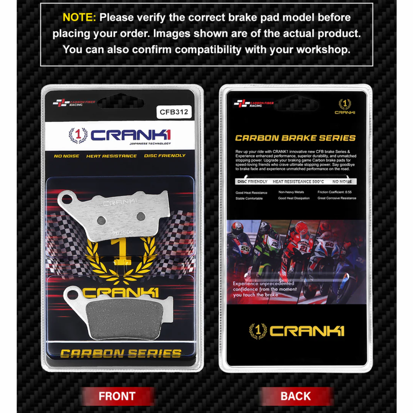 Crank1 Triumph Street Triple 765 RS (2018-2022) Carbon Brake Pads