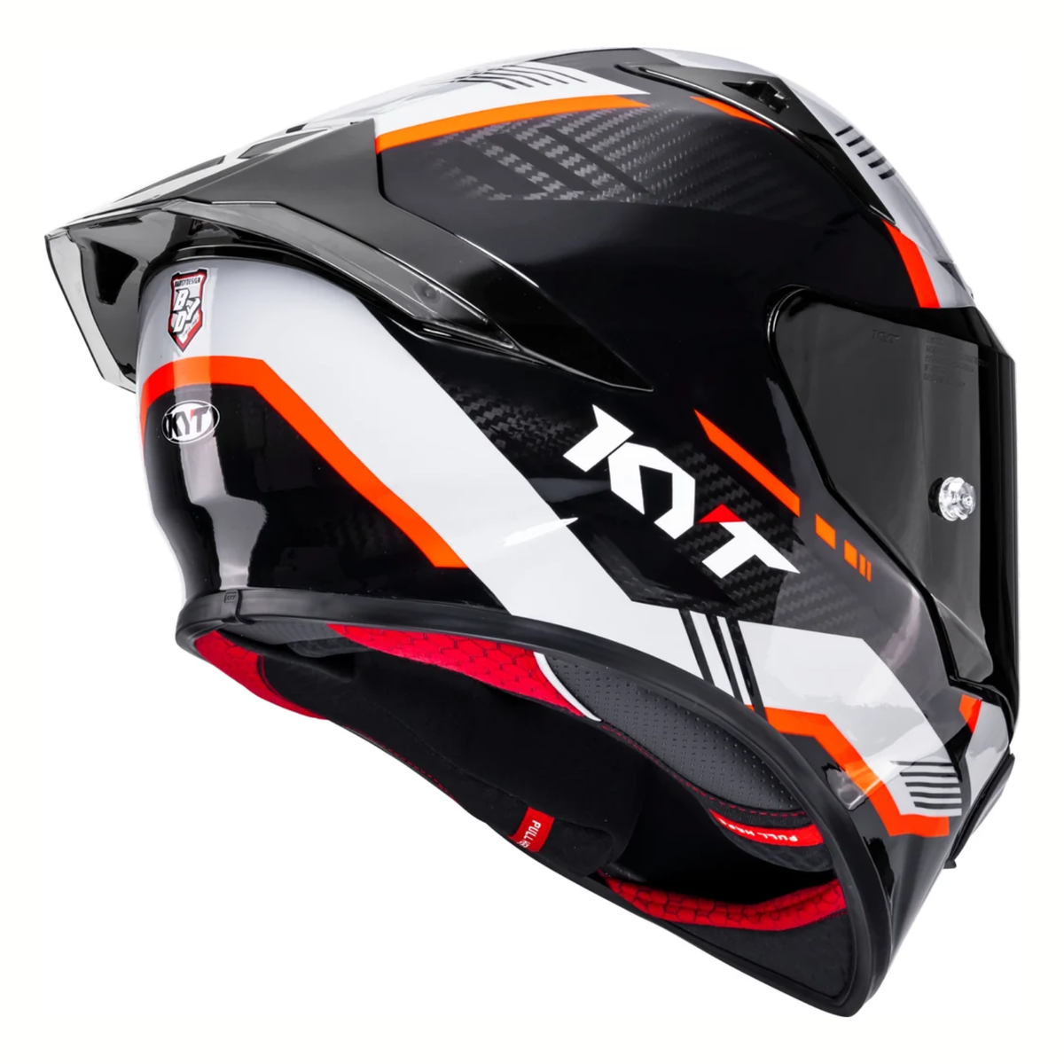 KYT R1R Zone Carbon Fiber Helmet - Gloss Black Orange - KYT Helmets