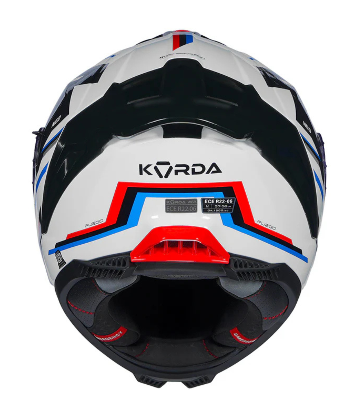 Korda Neo Fuego Helmet - Gloss White Red Blue - Korda