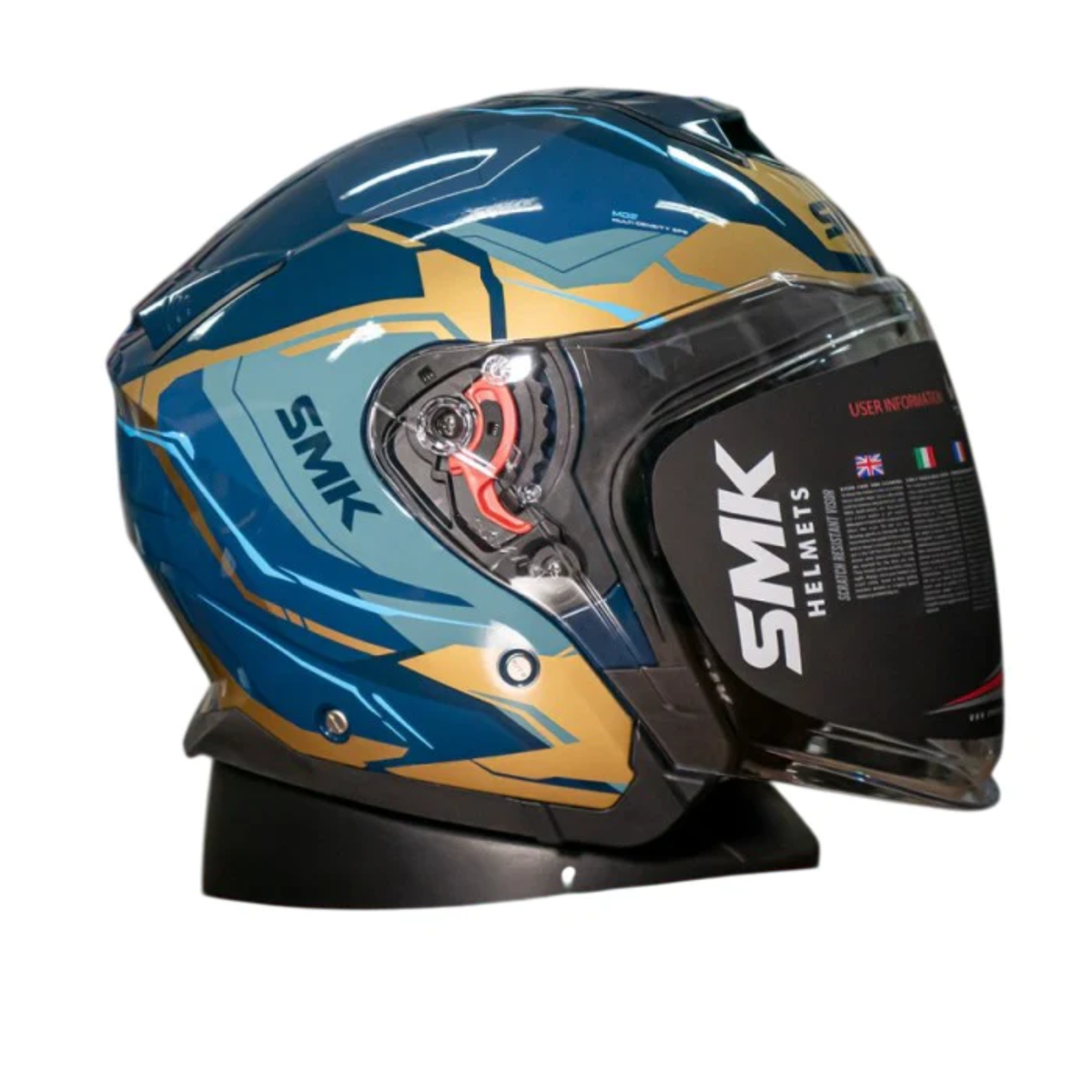 SMK GTJ Escape GRPS GL575 Half Face Helmet - Gloss Gold Blue - SMK
