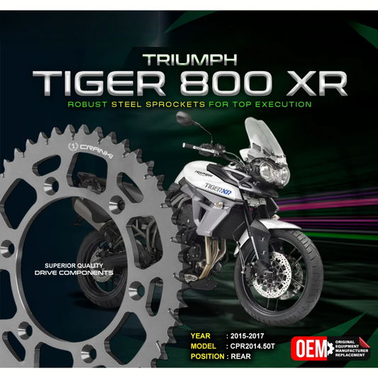 Crank1 Triumph Tiger 800 XR (2015-2017) Performance Motorcycle Sprocket - Black - CPR2014.50T