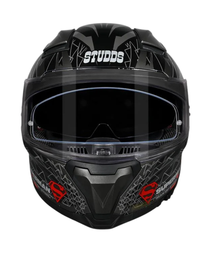 Studds Helios Superman Edition Graphics Helmet - Gloss Grey Blue N1